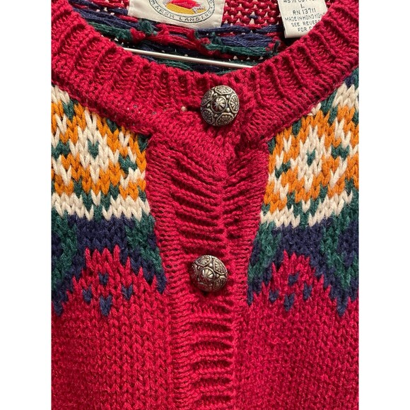 Vintage Marsh Landing Button Front Knit Cardigan Sweater Red 90s Women's Large - Picture 4 of 4